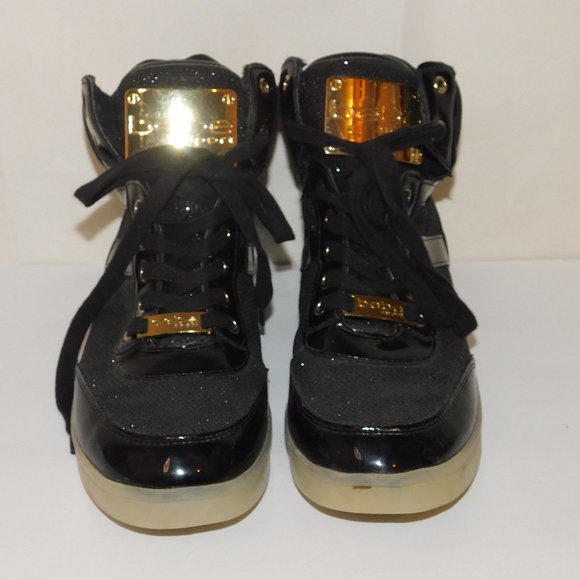 Bebe Sport Krysten Black Metallic Light Up High Top Sneakers Size 8.5 - Picture 4 of 12